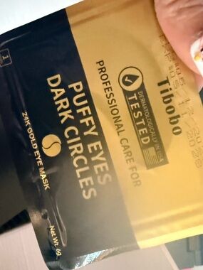 Tibobo Puffy Eyes Dark Circles 24K Gold Eye Mask - Gold & Black
